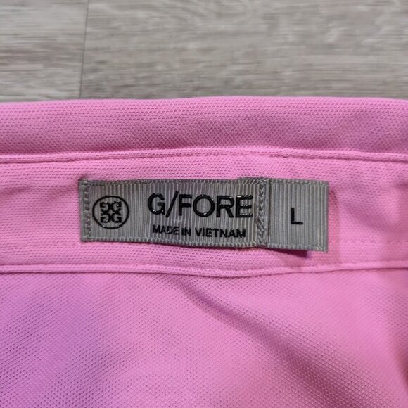 G/FORE Men's Large Golf Polo Short Sleeve Shirt Hot Pink Logo Casual Athletic - Picture 2 of 7